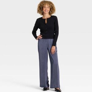 Women's Crinkled Satin Pull-On Pants -
A New Day™ Blue L  NWT